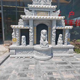 台州芝麻白中国黑石材套墓 花岗岩墓碑